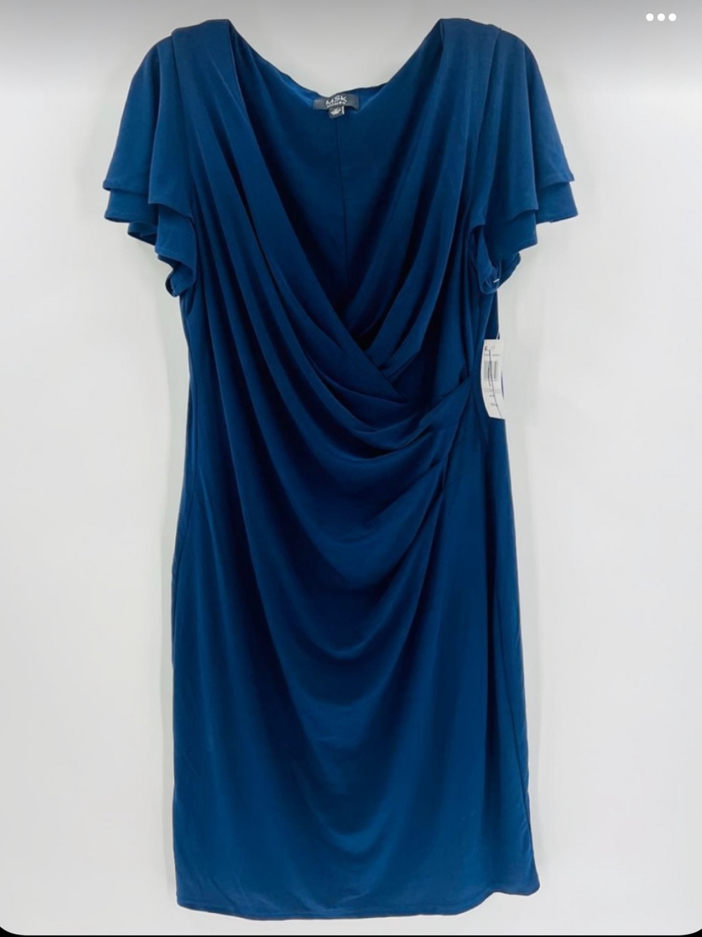 NWT MSK Women Navy Jersey Draped Cowl Neck Dress Plus Size 1X